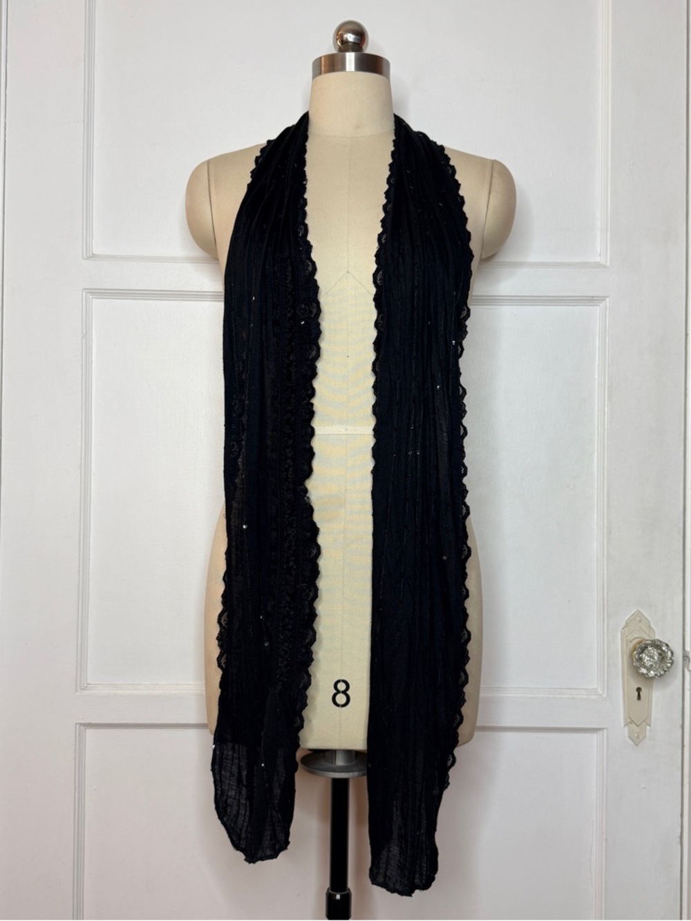 Black ruffle scarf